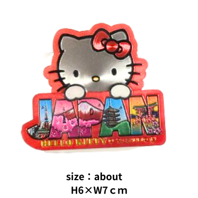 Hello Kitty JAPAN Logo] Sanrio Wooden Two-Step Magnet
