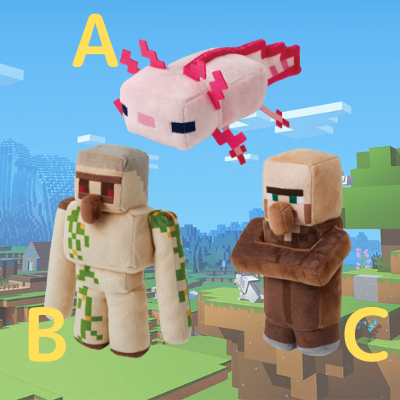 [A: Axolotl] Minecraft Plush Toys - Axolotl, Iron Golem, Villager
