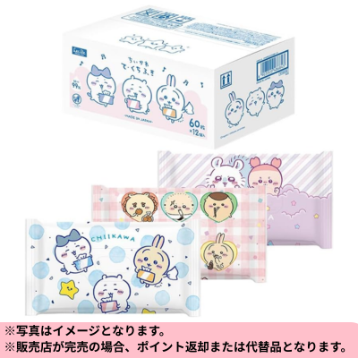 Chiikawa 99% Pure Water Hand Wipes, 60 sheets x 12 packs *Direct delivery, delivery date and time cannot be specified