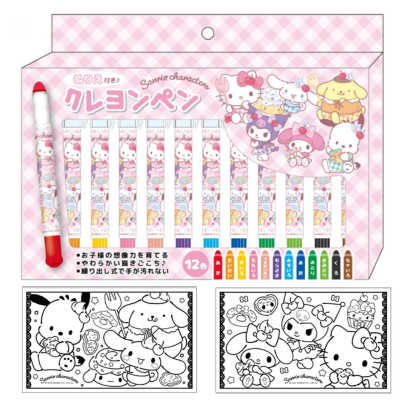 [Pink] Sanrio Coloring Crayon Pen 12 Colors