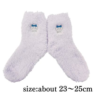 [Hachiware Purple] Chiikawa Fluffy Crew Socks for Women