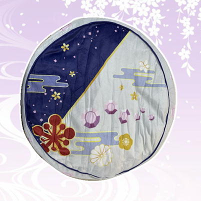 [Purple] Japanese-patterned round cushion 2