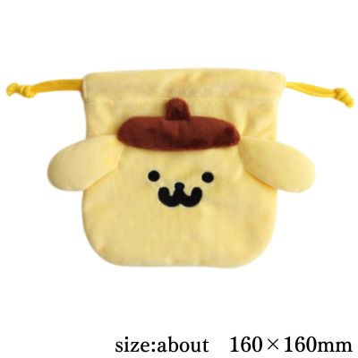 [Pom Pom Purin] Pom Pom Purin x Stationery Fluffy Face Drawstring Bag