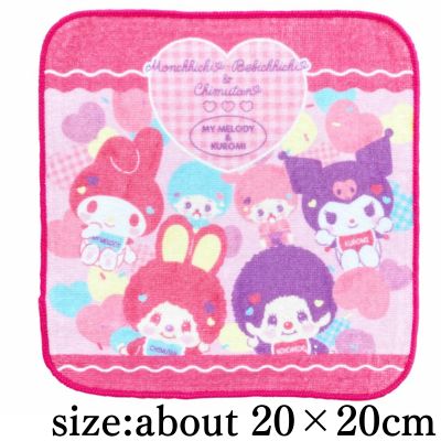 [Colorful Heart] Monchhichi x Sanrio Characters Mini Towel