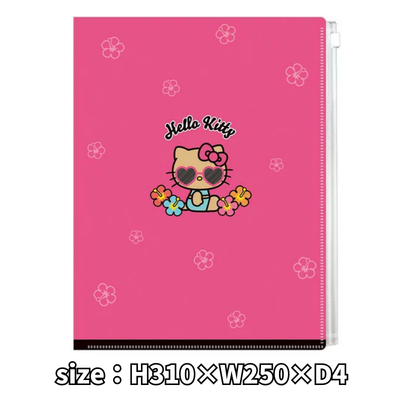 [Suntanned Kitty] Sanrio A4 Clear File with Zipper, 6 Pockets