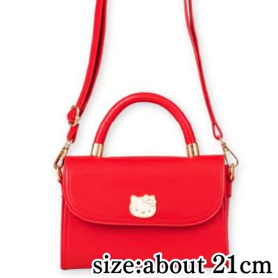 [Red] Hello Kitty Long Strap Shoulder Plate Bag with Handle