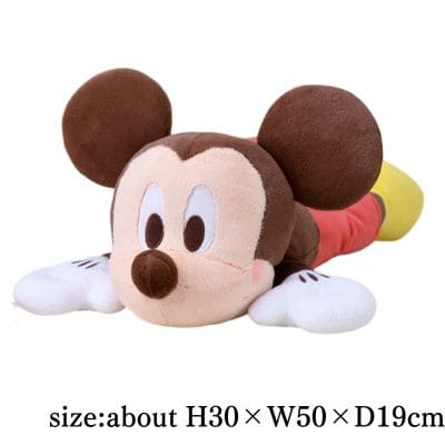 Mickey Mouse, Red Cheeks, Lying Down, LL Plush Toy