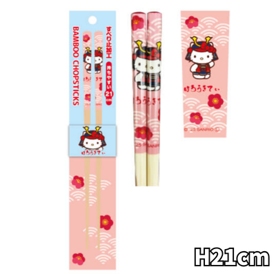 Sanrio Characters Bamboo Chopsticks (Hello Kitty & Samurai)