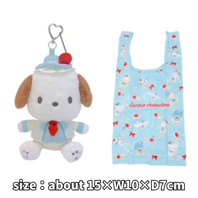 [Pochacco] Sanrio Sky Blue Cherry Cake Plush Eco Bag