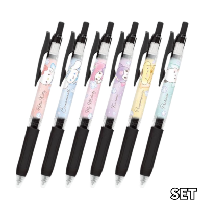 Sanrio Sarasa Clip Retractable Gel Ballpoint Pen 6-Piece Set (0.5mm)