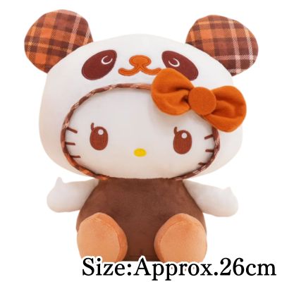 [Brown] Panda Hello Kitty Tartan Check Big Plush Toy