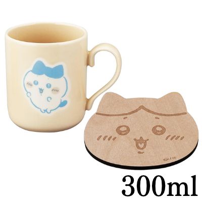 ◇★Early-Month Exclusive★ [Hachiware] Chiikawa Mug & Wooden Coaster Tableware Set (300ml) *Direct shipment; delivery date/time cannot be specified.