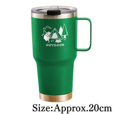 【Green】LOGOS Stainless Steel Insulated Mug Bottle with Handle