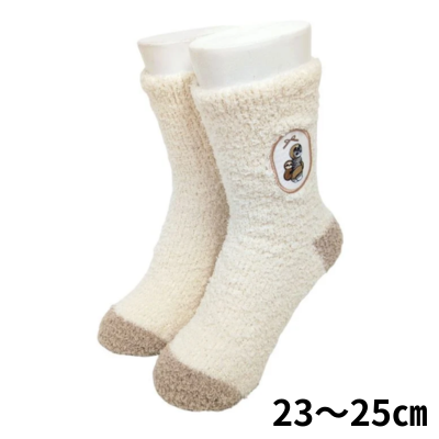mofusand Fluffy Crew Socks (Sloth Patch)