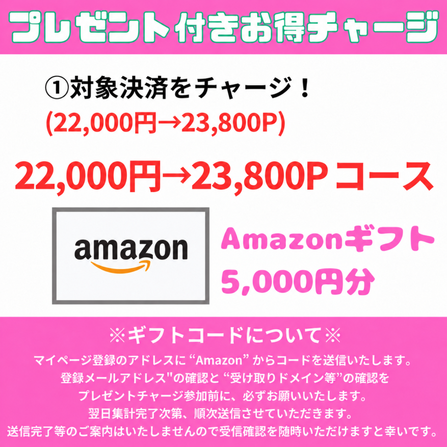 ★Great-value top-up with a bonus★ 5,000 yen Amazon Gift Code *Code to be sent via email at a later date