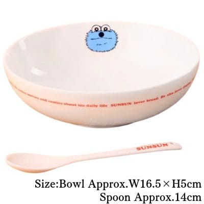 [B: Coral Pink] PUPPET SUNSUN Cereal Bowl & Spoon Set